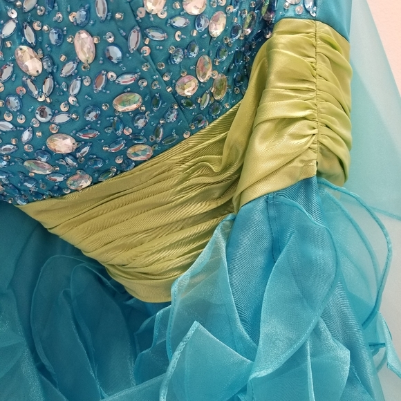 NWT Homecoming Dress size 2XL Turquoise/ Lime - Picture 3 of 6